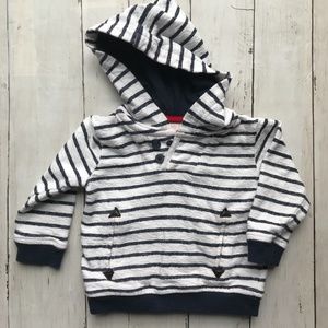 Koala Kids Navy Stripe Baby Boy Hooded Sweatshirt